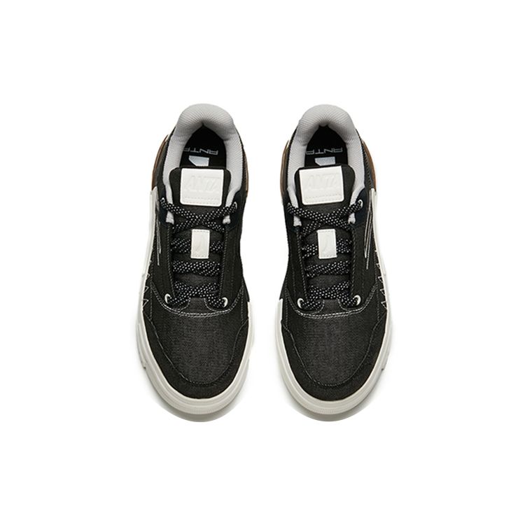 Anta Aotu Low-Top Skate Shoes Women Sneakers Black White 922218065-2