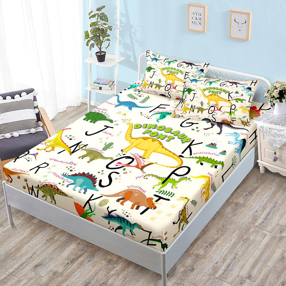 Simple Wind Dinosaur Butterfly Three-Piece Mattress, Mattress Cover Kit, Mattress Protective Cover