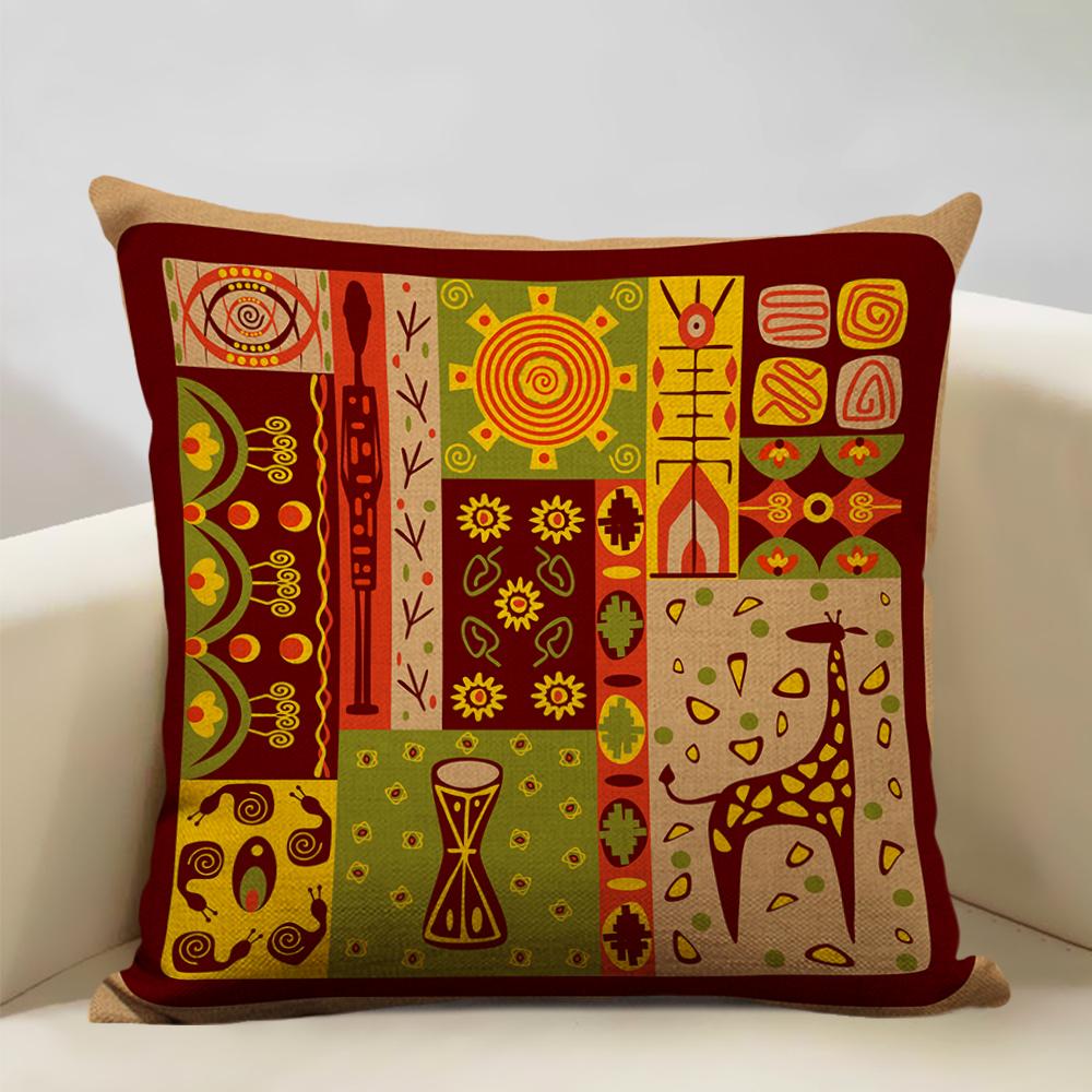 African Oil Painting Cushion Cover Dancing Girl Art Painting Sofa Decorative Pillowcase Home Living Room Pillow Cover 45x45cm