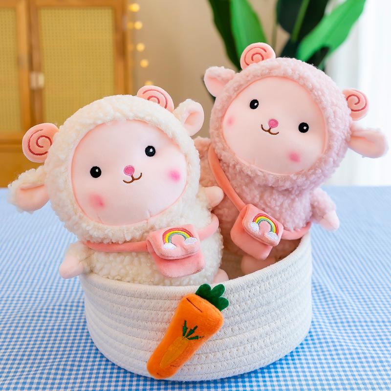 Cute Lamb Plush Toy Rainbow Sheep Doll Girl Sleeping On Bed Pillow Rag Doll Birthday Gift