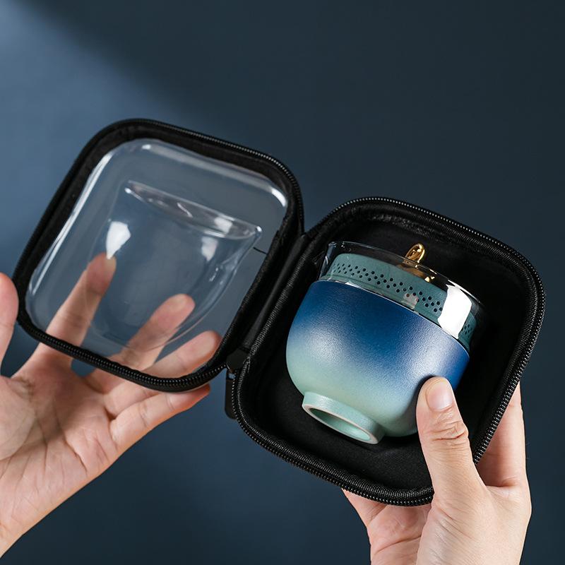 Outdoor Portable Travel Tea Set, One Pot, Three Cups, Express Cup, Tea Maker, Mid-Autumn Festival Year of the Rabbit Commemorative Gift