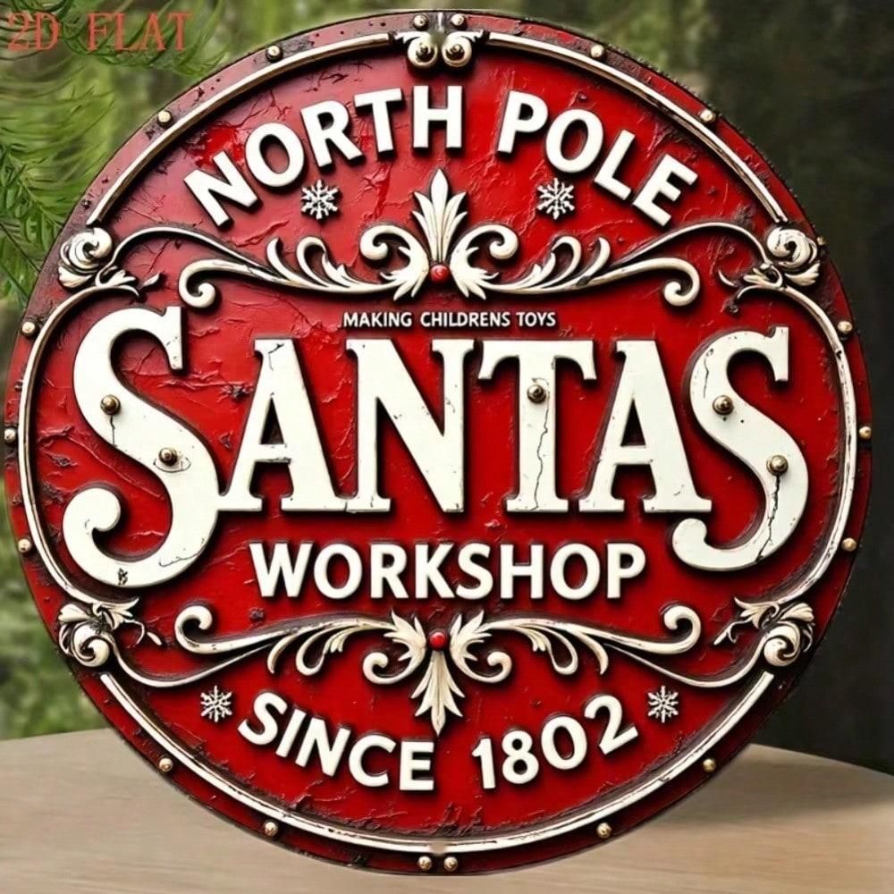 

Vintage Santa Claus Metal Sign, Aluminum Xmas Wall Art, Pre-Drilled Hole for Indoor Outdoor Decor 20x20