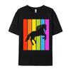 Cute Rainbow Horse Jumping Equestrian Image Casual Europe Tops Shirt Latest Cotton Tops Shirts Men's Men Tshirt Printed On