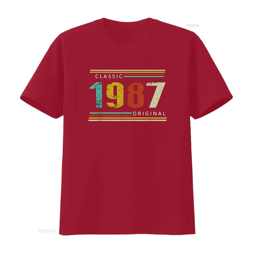 Birthday Classic of 1987 Original 37th Retro T Shirt Vintage Washed Soft Fashion Versatile Breathable Graphic Stretched Unisex