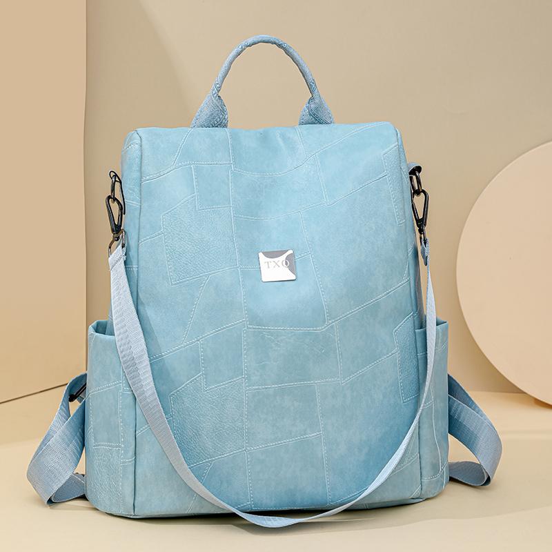 Pendler Rucksack aus weichem Leder Damen Rucksack mit großem Fassungsvermögen Einfarbige Reisetasche