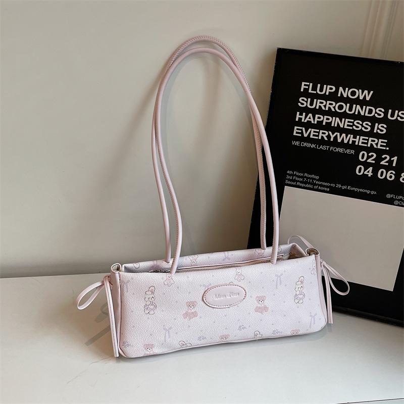 

2025 summer high-value casual simple niche underarm bag women s printed cloth bag new fashion commuter shoulder bag рожевий