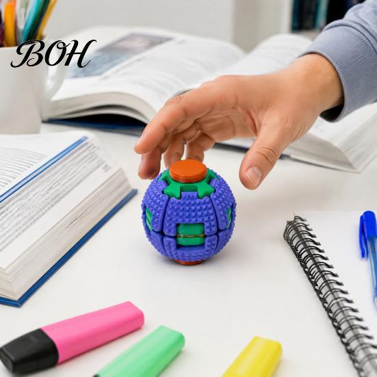 Spinning Ball Toy 3D Printed Press Spin Spiky Ball, Stress Anxiety Relief Fidget Spinner, Spinner Decompression Rotating Desk for Kids Teens