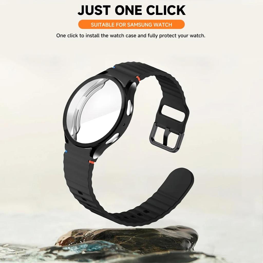 tpu Case+Strap Sports Strap for Samsung Galaxy 7 6 4 5 40mm 44MM Original Silicone Bracelet Soft TPU Case Glass Protective Cover