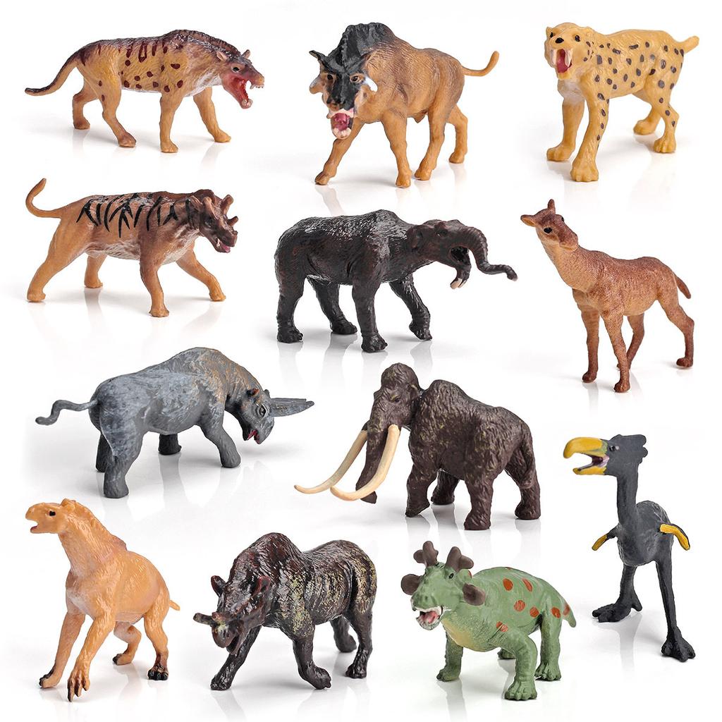 Simulation 24Pcs Ancient Era Set Model Prehistoric Animal Heavy Foot Giant Rhinoceros Saber Tooth Tiger Static Ornament