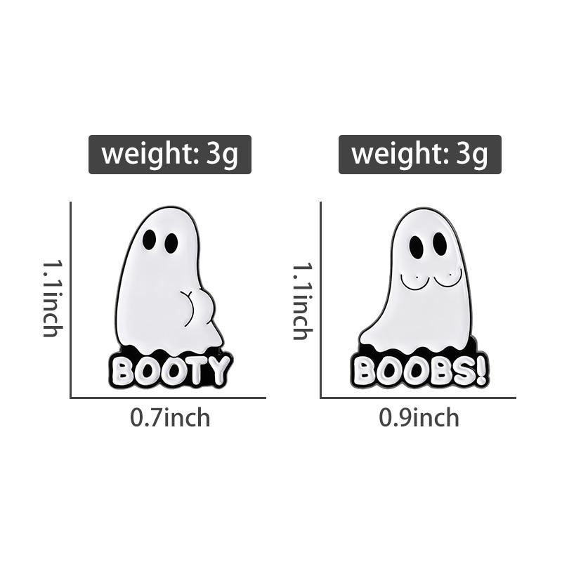BOOTY BOOBS Enamel Pins Custom Sexy Ghost Brooches Lapel Badges Clothes Halloween Funny Jewelry Gift for Friends