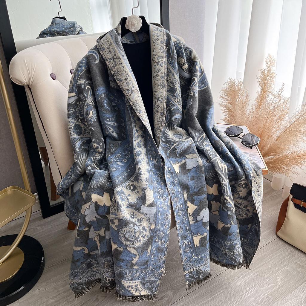 Cashew Print Autumn And Winter Double-Sided Imitation Cashmere Scarf Winter High-End Warm Shawl Women