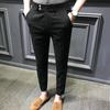 Neunte Herrenhose, einfarbig, weicher Stoff, schmale Passform, Reißverschluss, gerade Herrenhose, Alltagskleidung