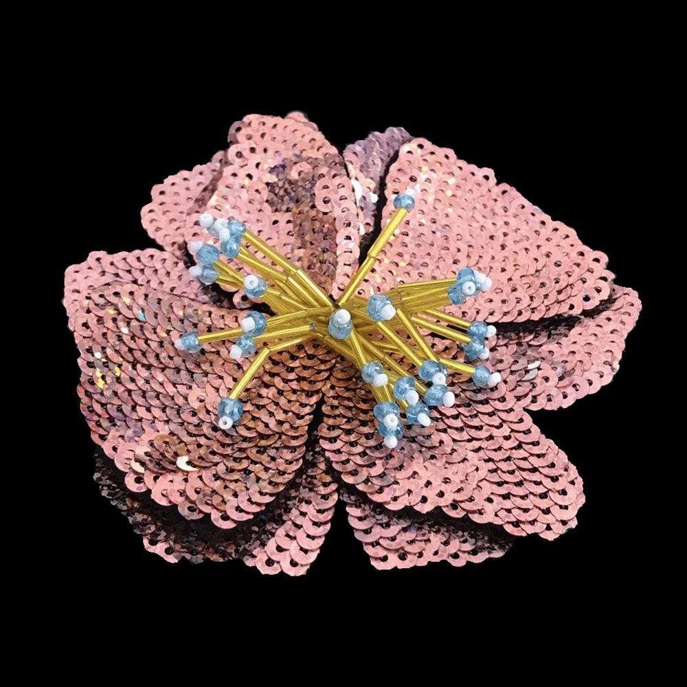 1 peça grandes lantejoulas flores patches moda bordado aplique para roupas costurar em remendo para roupas
