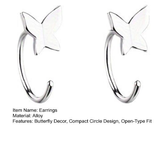 1 Pair Women Earrings, Butterfly Design Circle Shape Earrings, Open-Type Easy Wear for Daily Commuting Dating