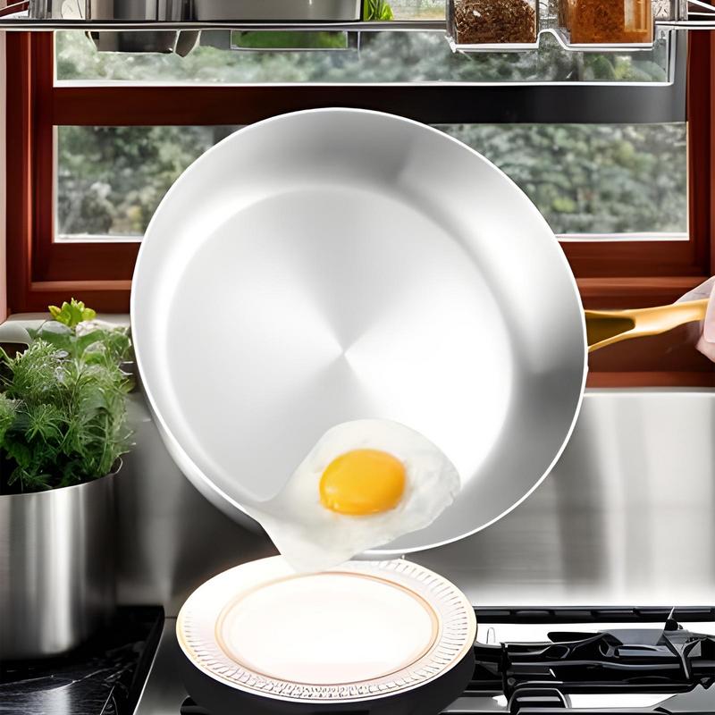 מחבת נירוסטה 24 ס"מ, מחבת נון-סטיק להכנת סטייקים, סיר בישול למטבח לא מצופה, לכירת גז ולכיריים אינדוקציה