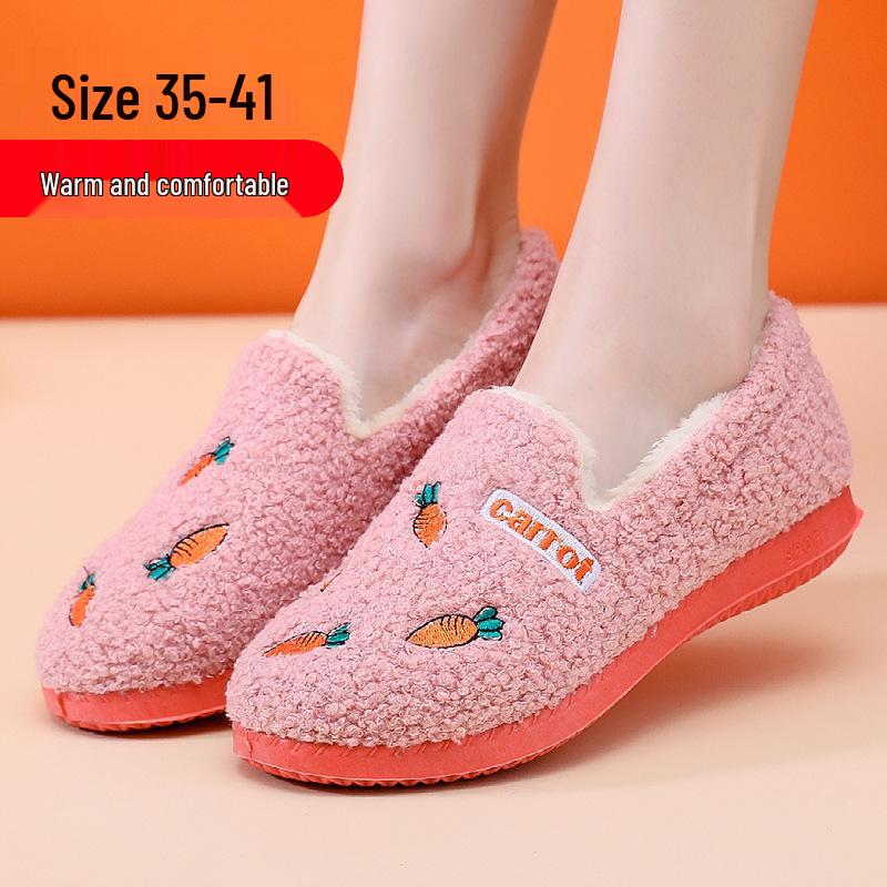 Korean-Style Women's Plush Winter Slippers – Furry, Warm, Non-Slip, Versatile
