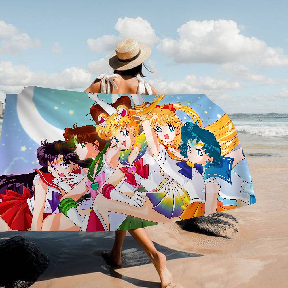 M-Moons Anime S-Sailors Microfiber Blanket Quick Drying Beach Towels Oversized Printing Super Absorbent Pool Towel Blanket