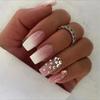 30pcs Short Ballet-Style Press-On Nails With Gradient Glitter Rhinestones Pre-Glued Or Gel Adhesive Ready-to-Wear Nail Tips