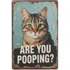 Zobiuiu Funny Cat Bathroom Wall Art Are You Pooping Vintage Bathroom Decor Poster - Retro Gothic Home Decor for Apartment or House 8x12 In (blue-cat)