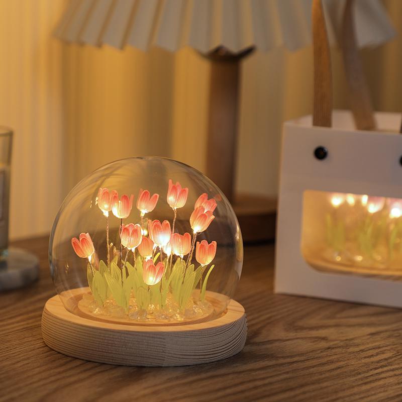 DIY Tulip LED Night Light Kit - Handmade Bedroom Ornament for Qixi Festival or Birthday Gift