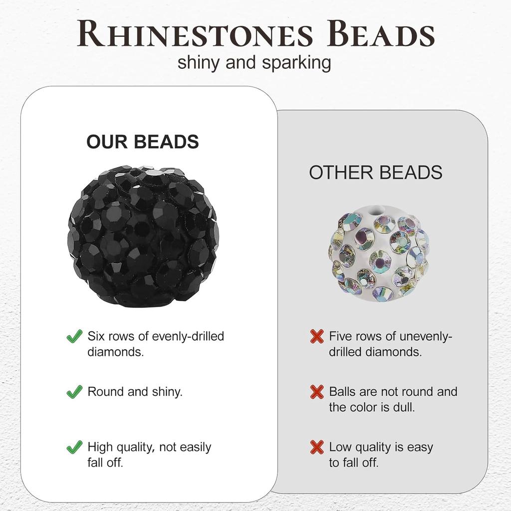 240pcs 24 Colors Rhinestone Beads for Crafts, Sparkle Round Clay Beads Crystal Disco Ball Clay Rhinestone Beads for DIY Jewelry Making Bracelet