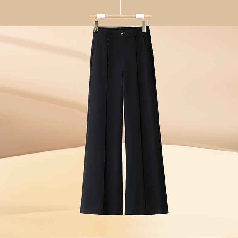 Women's Straight Wide-Leg High-Waist Pants for Spring/Autumn 2026 - Casual, Versatile Fashion for Middle-Aged & Elderly