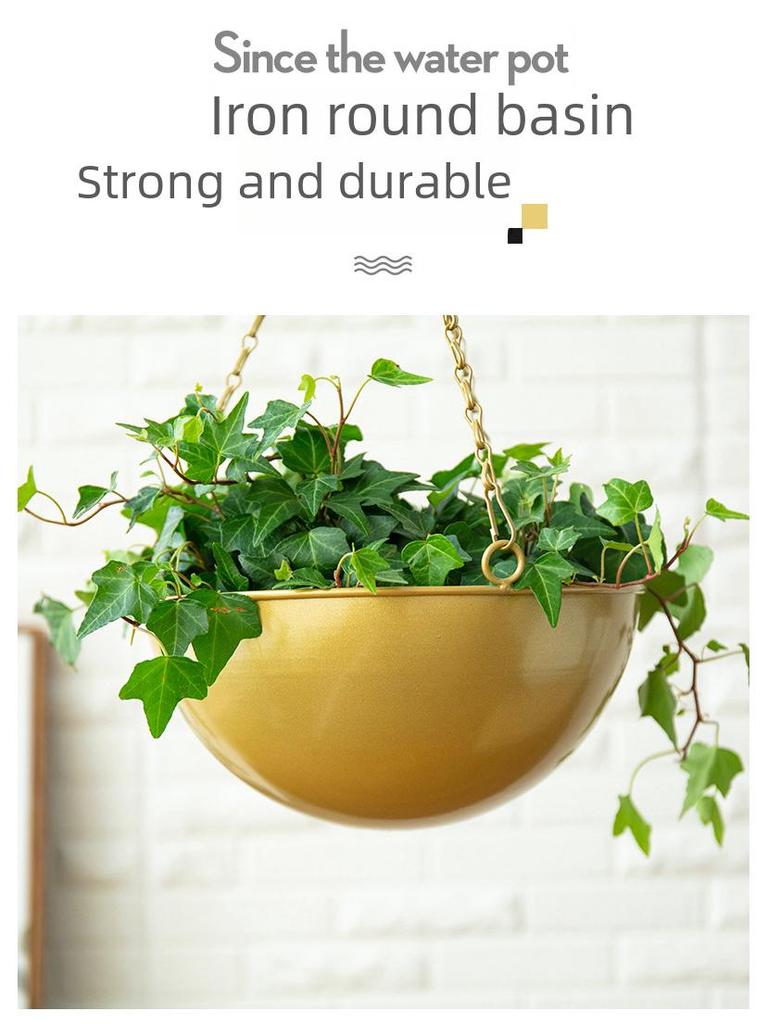 Iron Hanging Flower Pot for Hydroponic and Succulent Plants, European Garden Decoration