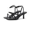 - One-word Open-toed Square-heeled High-heeled Sandals for Women and Women's Summer New Sexy High-heeled Cool Slippers