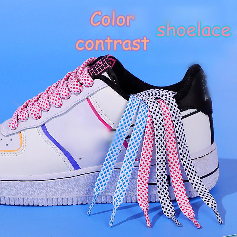 Flat Shoelace Women's Ins Small White Shoes Contrast Color Matching  Laces Rope Flat Personality AF1 Men's Sports 100/120/140CM