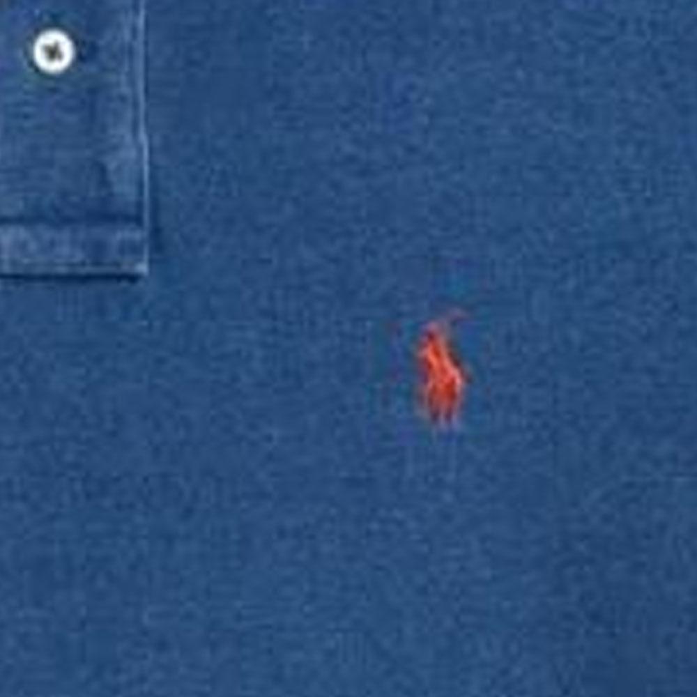 Polo Ralph Lauren Logo Embroidered Slim Fit Polo Shirt Men Tops Denim-Blue 710970582-002