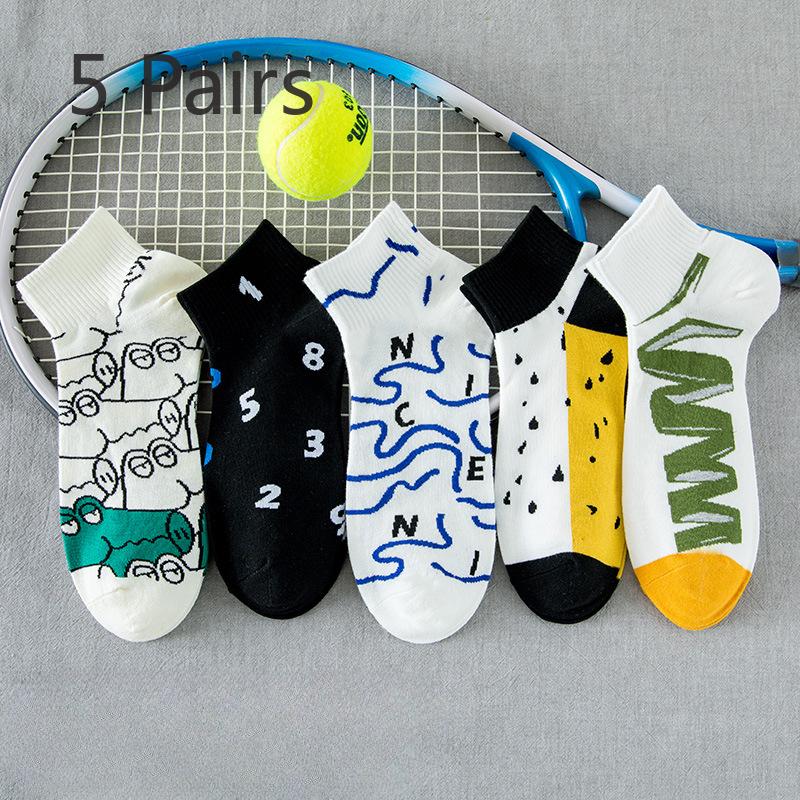 5 Pairs of Boys Summer Thin Deodorizing Youth Sports Basketball Socks