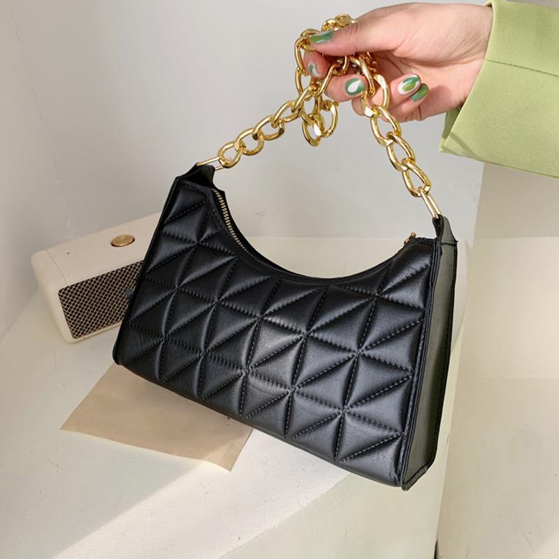 Women's Advanced Underarm Bag New Trend All-match Shoulder Hobo Bag Chain Handbag Female Fashion Plaid Shopping Bag