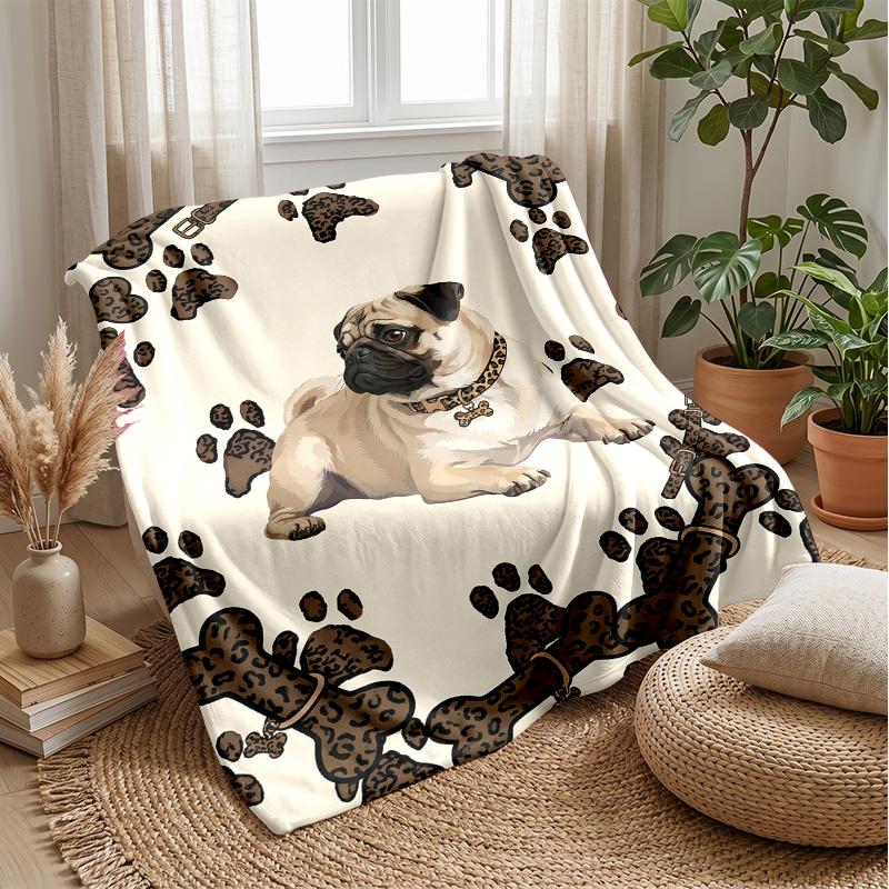 Pug in Flames Theme blanket Lightweight Warm Flannel Blanket Decorative Throw Blanket for Home Decoration