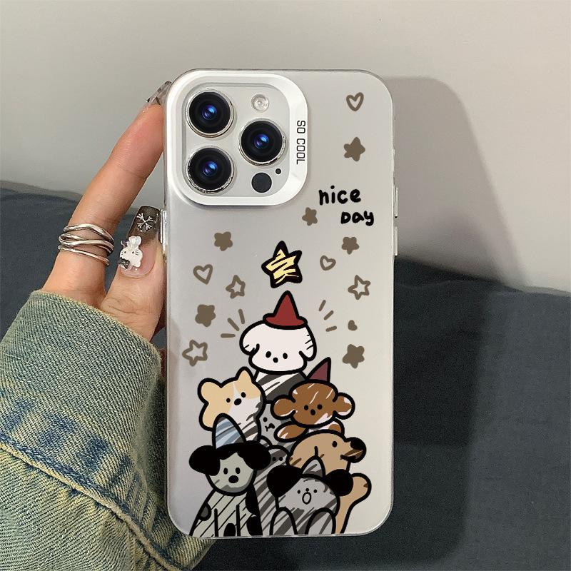Colorful Silver Star Animal iPhone 16 Pro Max iPhone 18 Phone Case 14IMD Cartoon Anime 13/12 Case