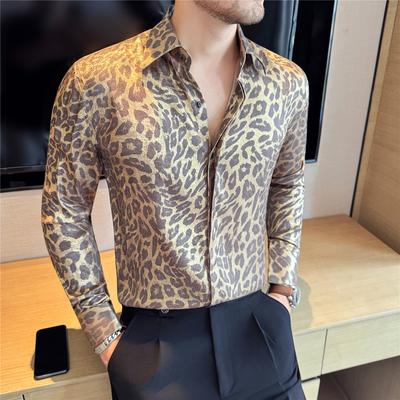 Fashion Luxury Leisure Men's High Quality Soft and Comfortable Fabric Classic Leopard Print Shirt