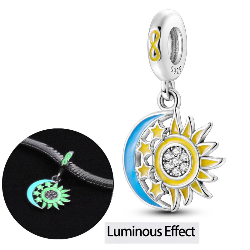 Twelve Constellations Star Sign Copper Vintage Zodiac Beads Fluorescent Charms Fit Original Bracelet