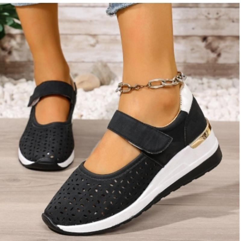 Spring Summer New Fashion Large Size Thick Bottom Sneakers for Women Casual Hollow Out Wedges Heel Single Sports Shoes