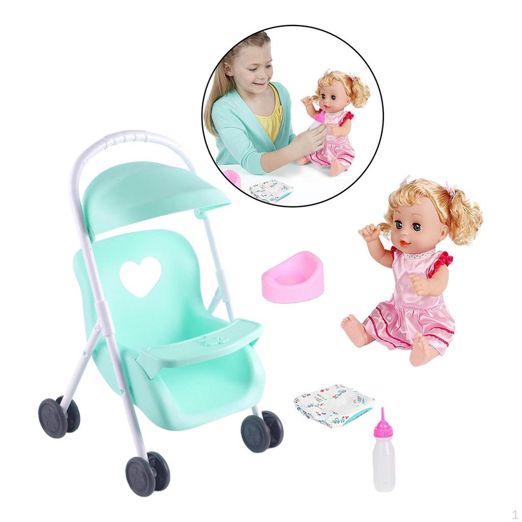 12 Inch Stroller with Basket Universal Wheels for Babies Infants Toddlers Girls Kids