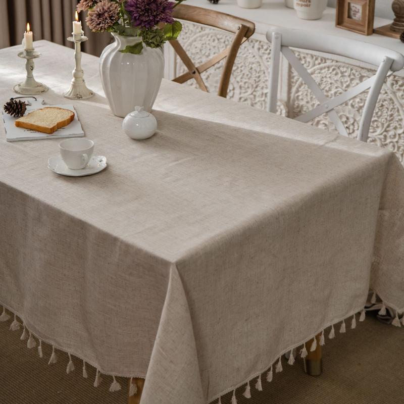 Tassel Table Cloth Linen Cotton Rectangular Tablecloth for Dining Table Coffee Table Cover Wedding Decoration Tapete Mesas