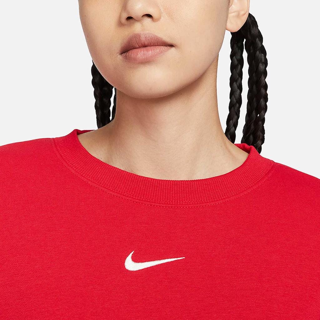 Nike Odzież sportowa Phoenix Fleece Jednolity kolor Bluza dresowa z okrągłym dekoltem Damska bluza University-Red DQ5734-657