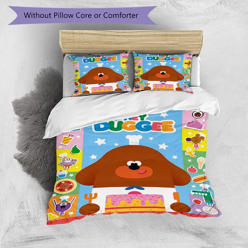 3pcs Hey Duggee3 Design Cover Set - HD Printed Bedding with 1 Cover and 2 Pillowcases - Perfect for Home and Dorm Decor