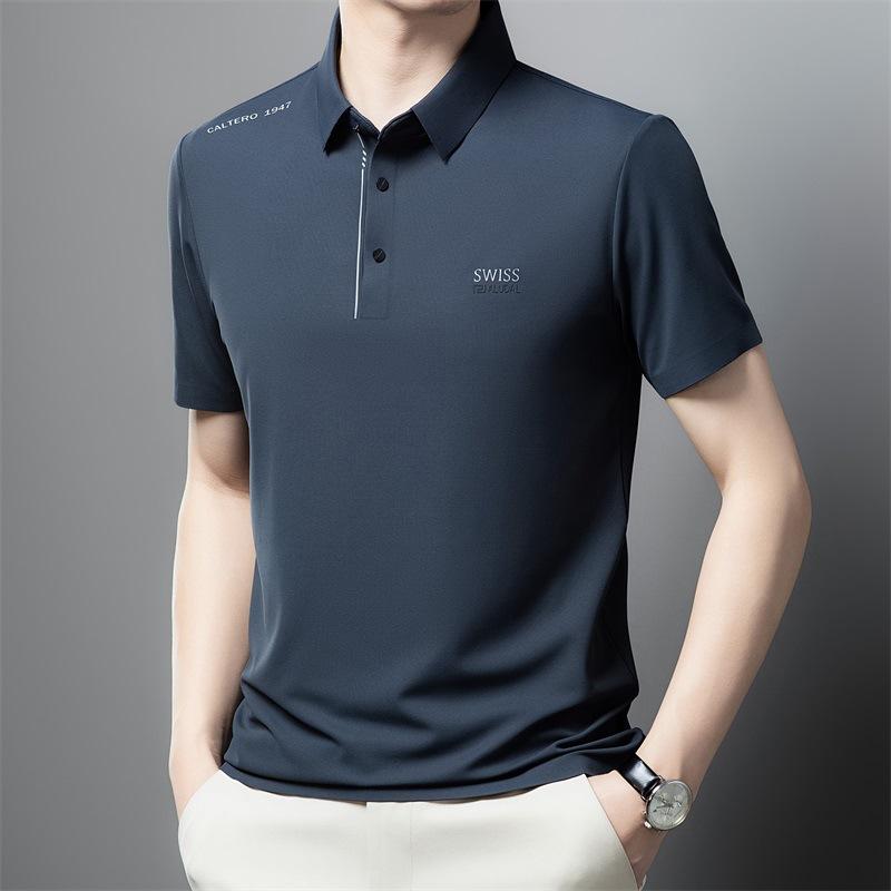 Men's Short-Sleeved T-shirt Polo Shirt Summer Business Casual Men's Clothing Seamless Lapel T-shirt