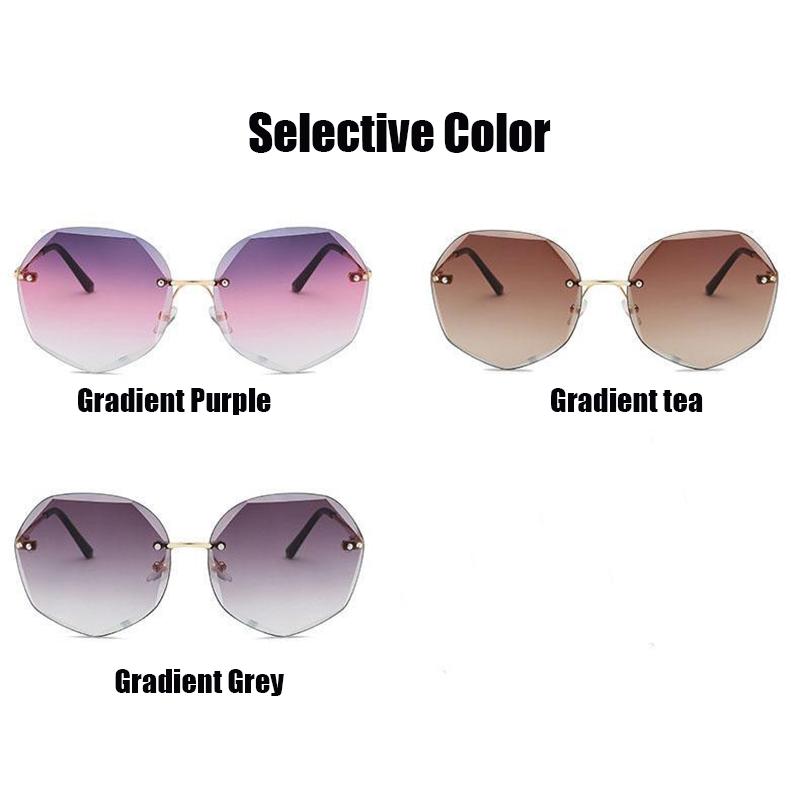 Punk Gradient Sunglasses Frameless Large Frame Beach Sun Glasses Travel Accessories Driving Glasses for Women Man