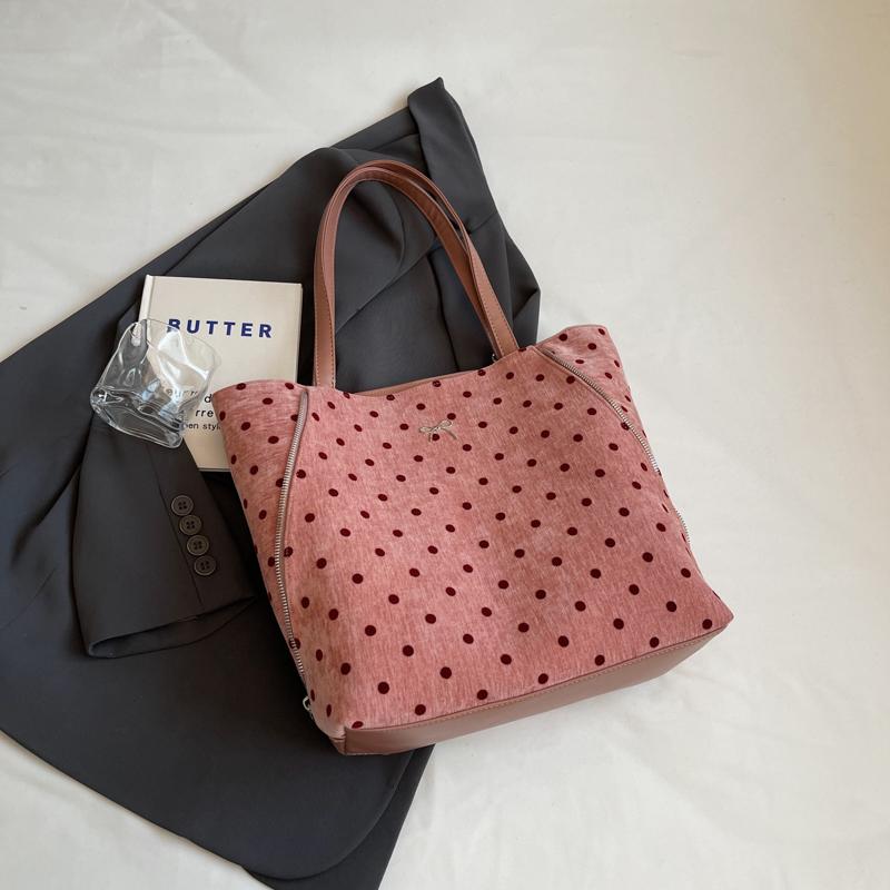 Vintage Tragetasche Damen Dot Print Unterarmtasche Große Kapazität Umhängetasche Multifunktionaler Rucksack