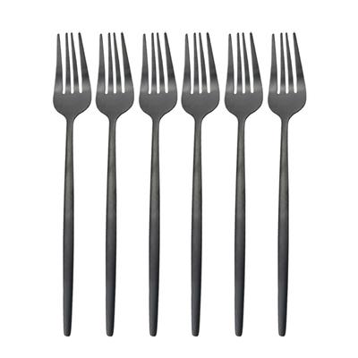 Set di 6 forchette da tavola nere, set di posate per dessert e torta in acciaio inossidabile, set di forchette per macedonia di frutta, set di posate da cucina