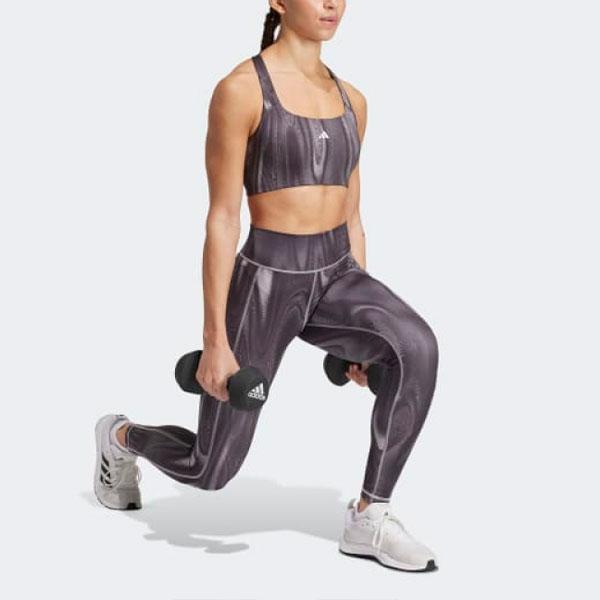 Adidas Powerimpact Training Medium Support Three Stripes Sports Bra Women Underwear Honor-Grey IW9961