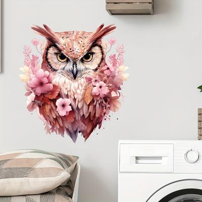 Różowa sowa kwiatowa naklejka ścienna Home Decor usuwalne winylowe naklejki ścienne do salonu naklejki na drzwi do sypialni naklejki na toaletę
