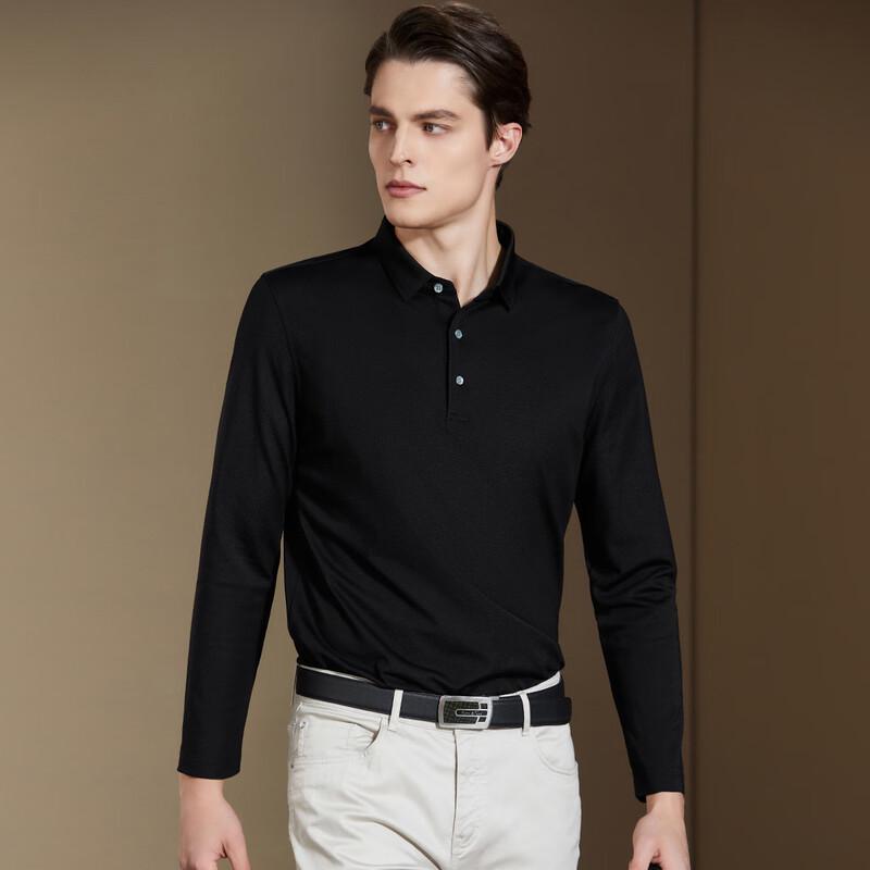 Antonio Men s Silk & Cotton Blend Long-Sleeve Pique Polo Shirt L (50)