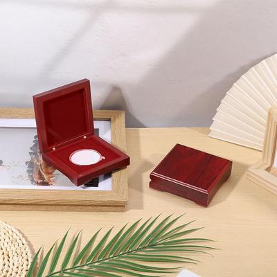Compact Commemorative Medal Rosewood Finish Wooden Storage Box Vintage Challenge Coin Presentation Case