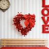 Tinsel Heart Shaped Wreath with Bow for Front Door Valentine's Day Red Pink Heart Wreath for Wedding Party Wall Decor